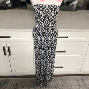 Artizan Robin Signature Pull On Abstract Print Maxi Dress Blk White Sz S NWOT